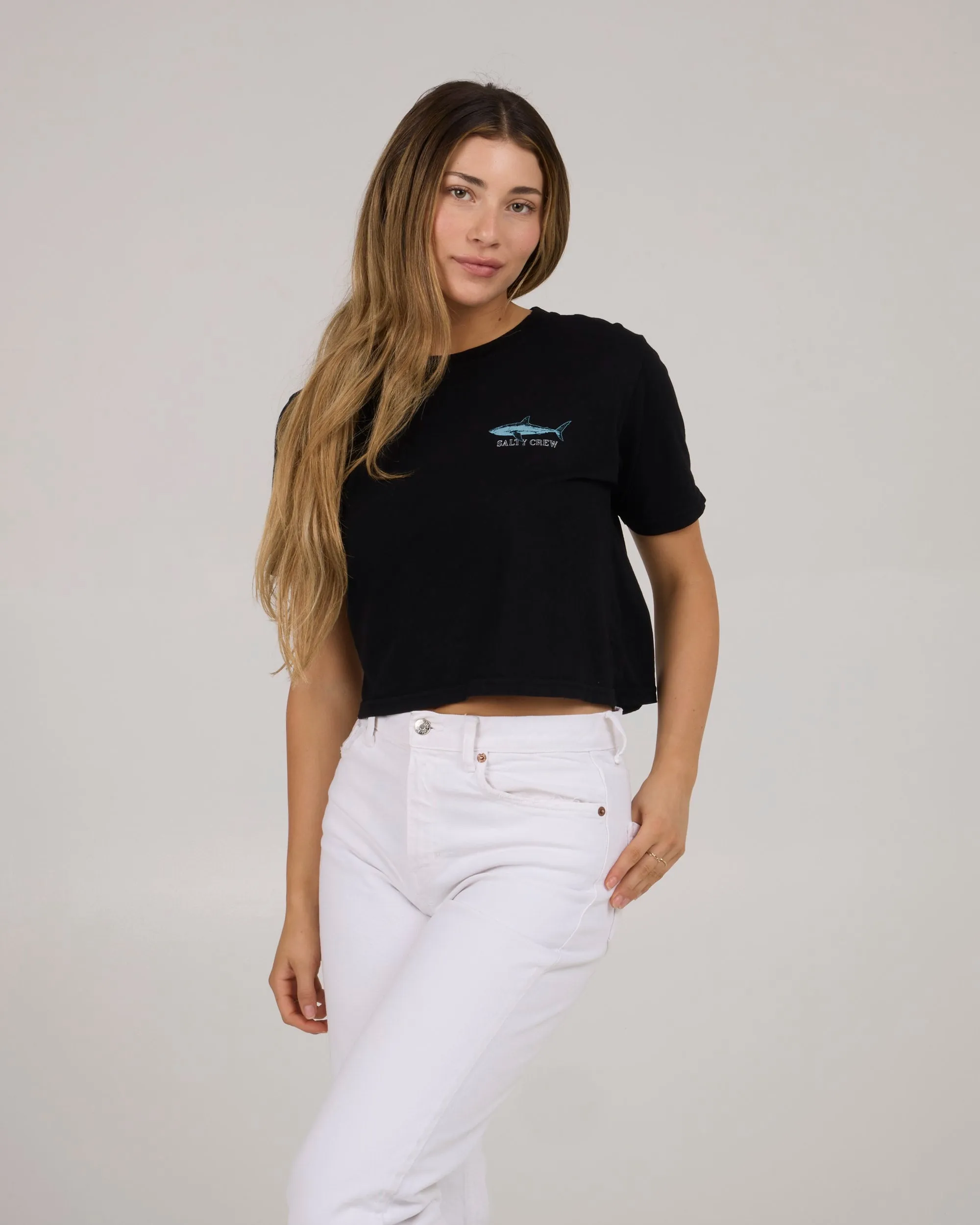 Brother Bruce Crop Tee - Black Spandex Enhanced Elasticity Lightweight Shirt