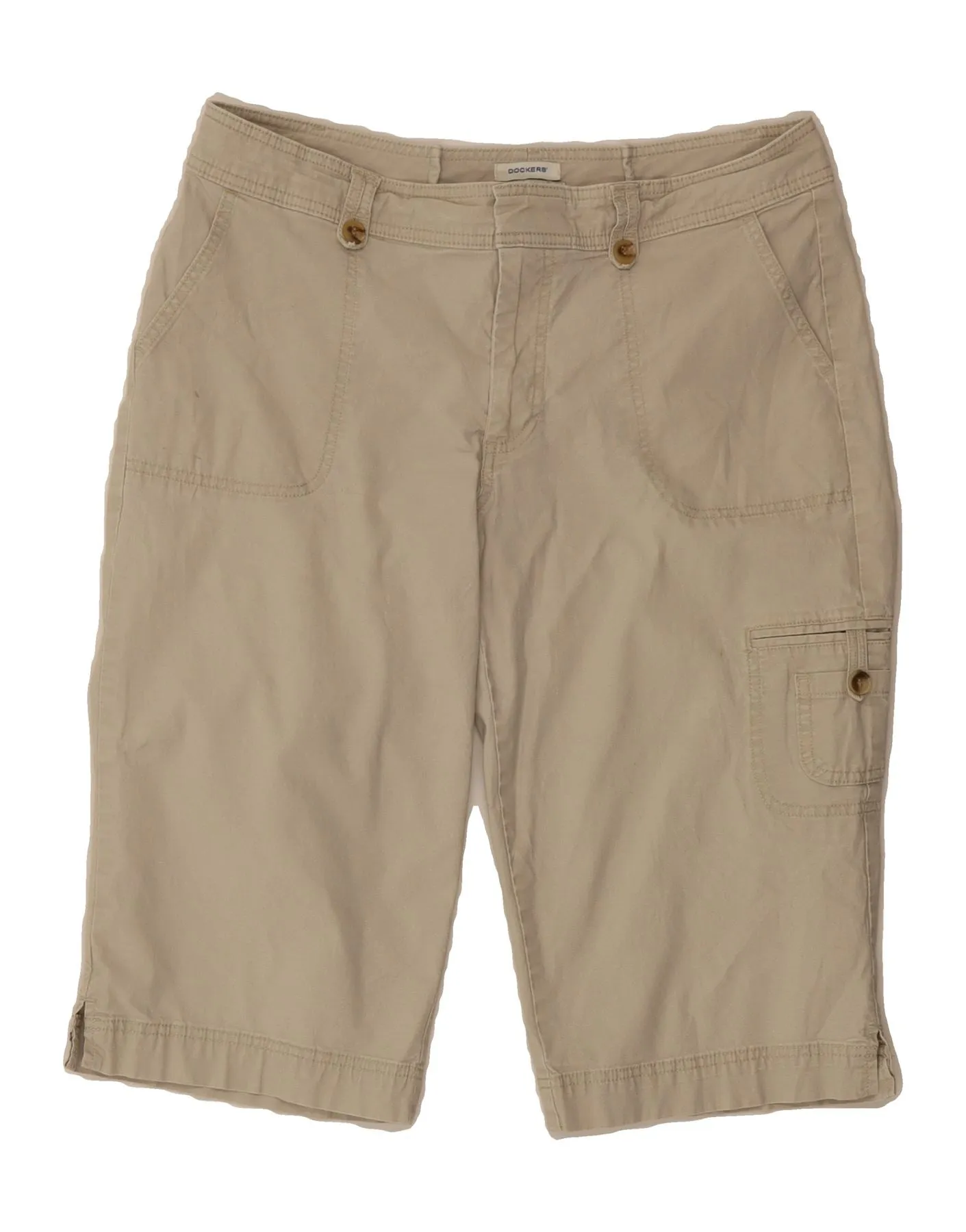 High-End Fashion Eco-Friendly Choice DOCKERS Womens Curvy Mid Rise Cargo Shorts US 12 Large W34 Grey Cotton