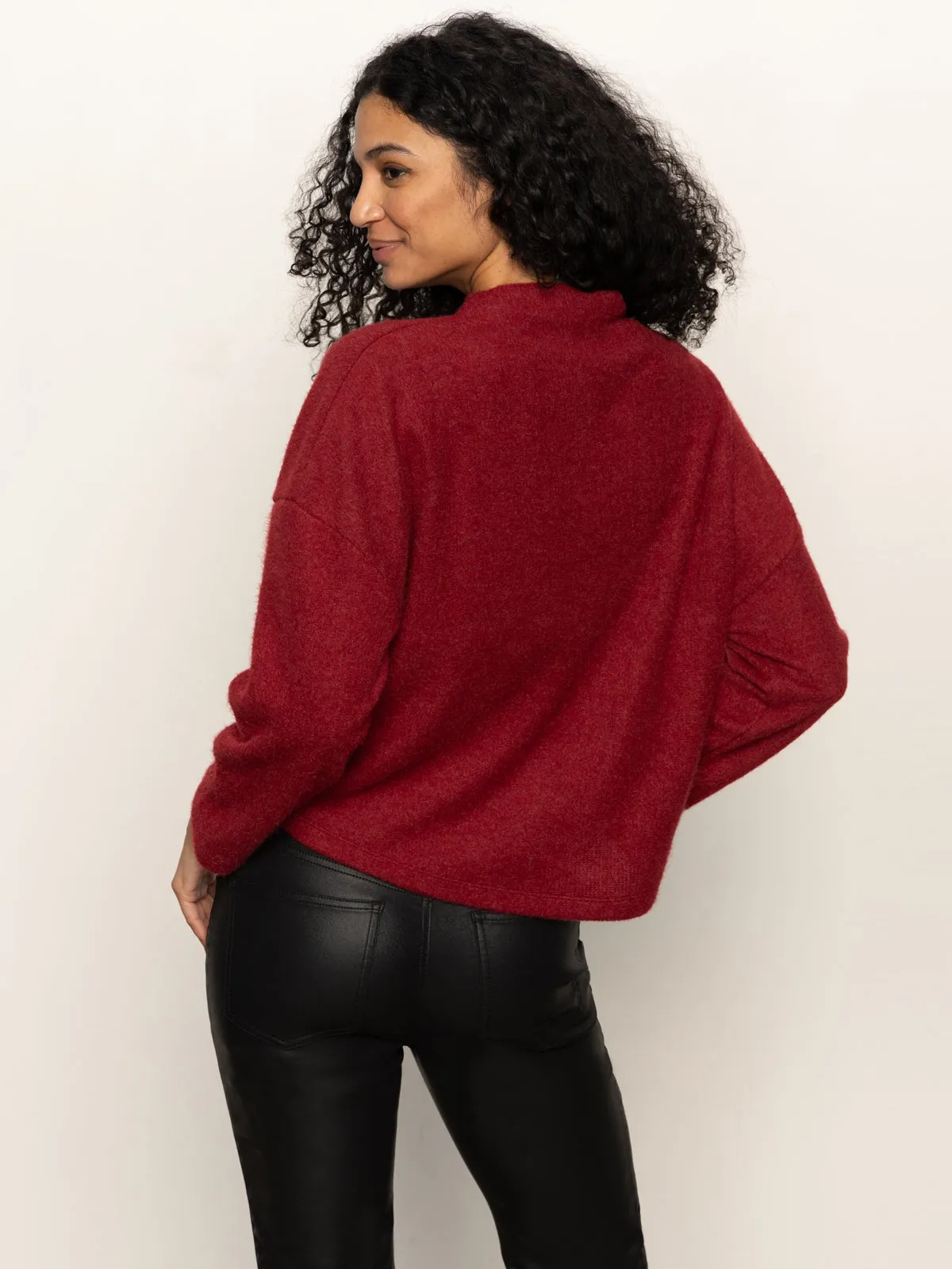 Natural Fiber Blend Change Of Pace Top Crimson