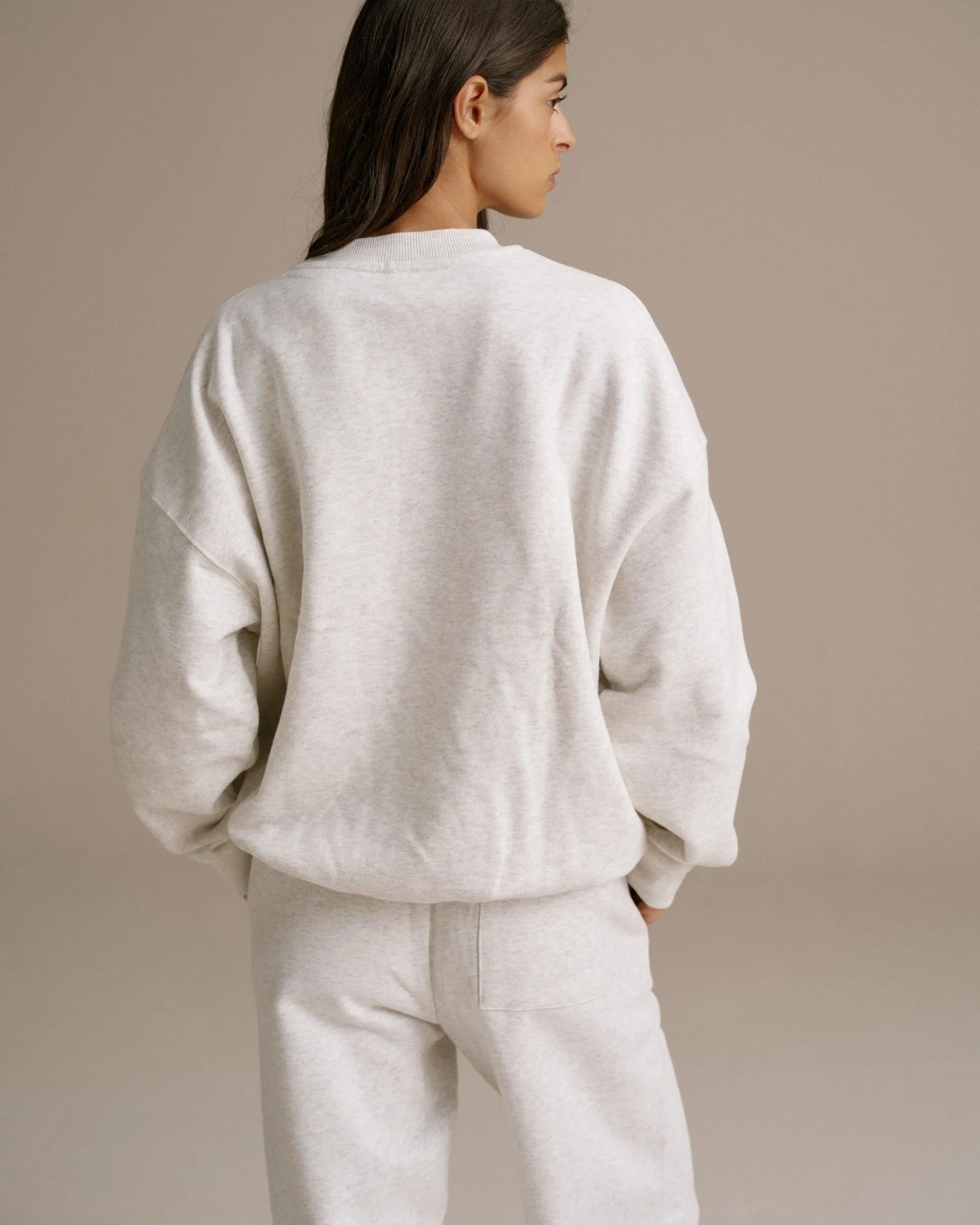 Varsity Oversized Sweatshirt - Light Grey Melange/Black belt accents