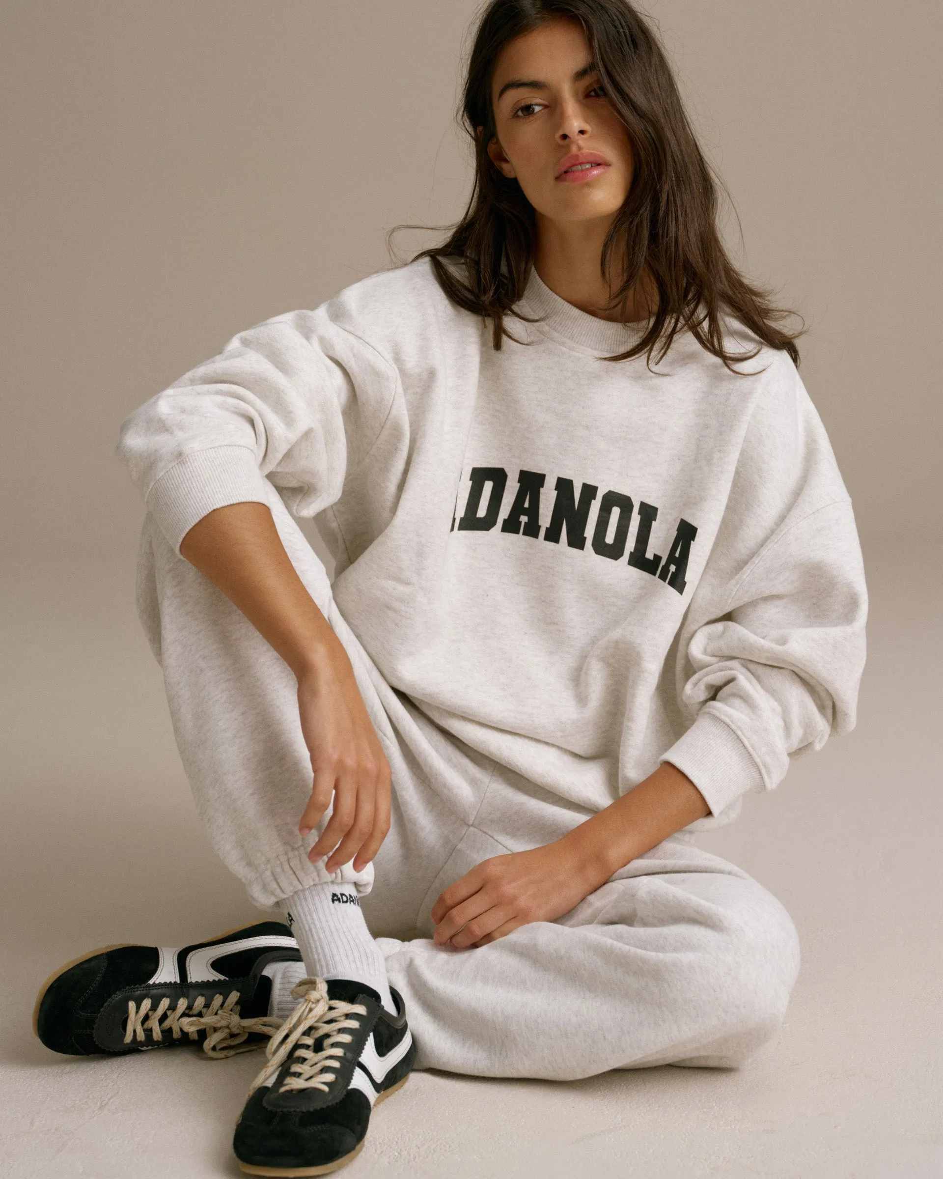 Varsity Oversized Sweatshirt - Light Grey Melange/Black anniversary wear Travel Friendly