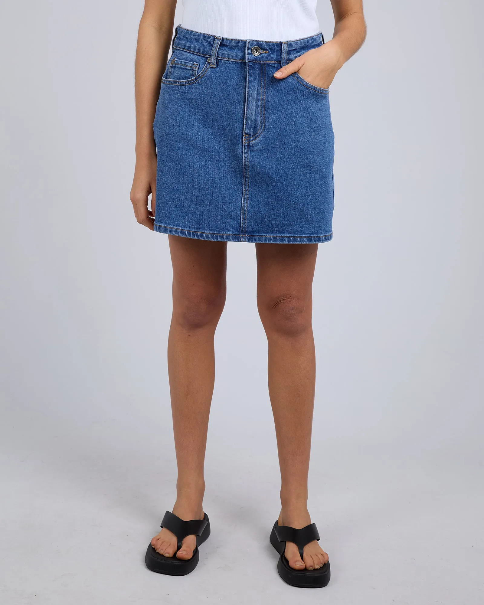 Chill Wear Laser cut Selina Skirt Mid Blue