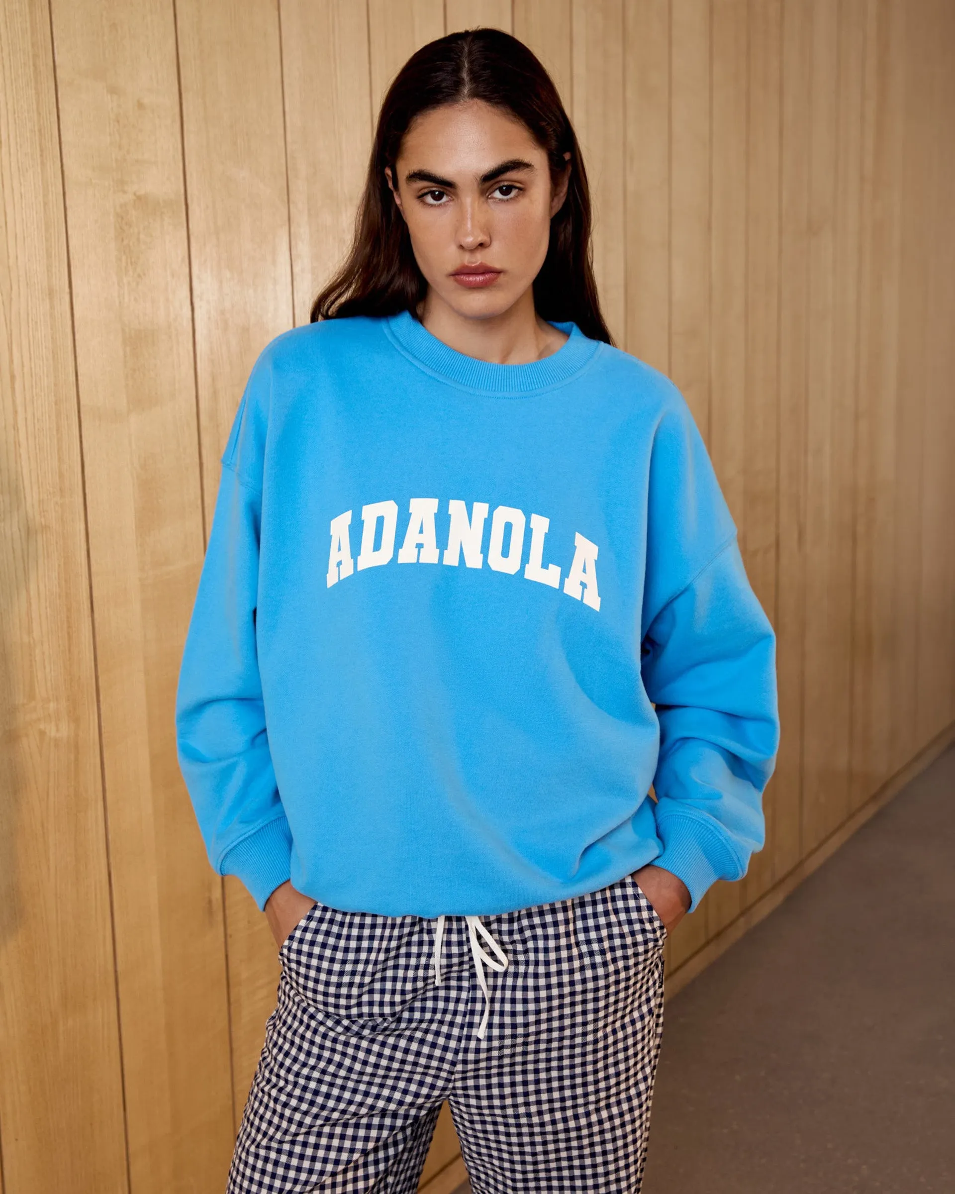 Classic Hoodie Casual Layer Varsity Oversized Sweatshirt - Capri Blue