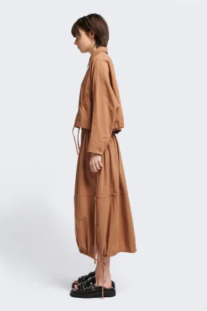 Repose Skirt Toffee Brown Scalloped Edge Mid Length