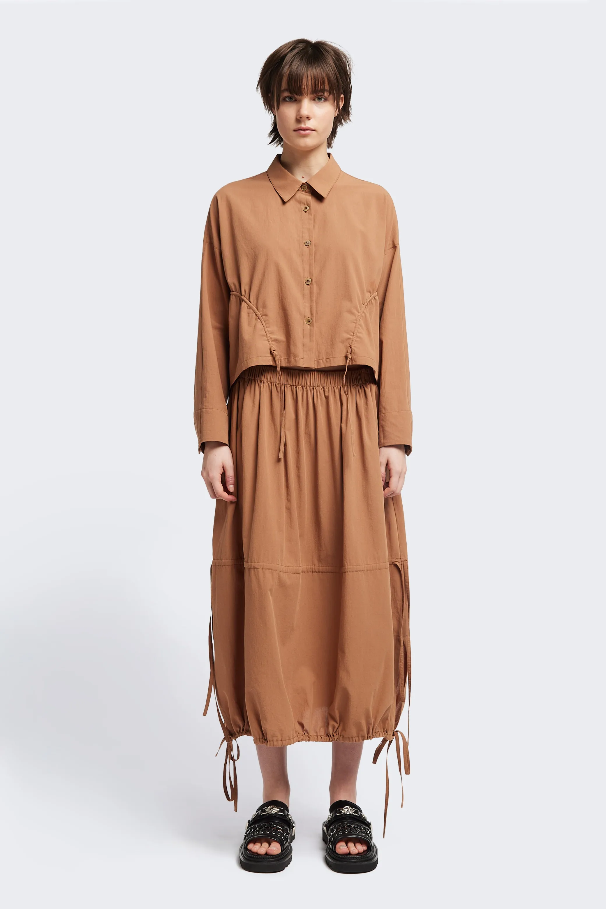 Repose Skirt Toffee Brown Double Layered Design