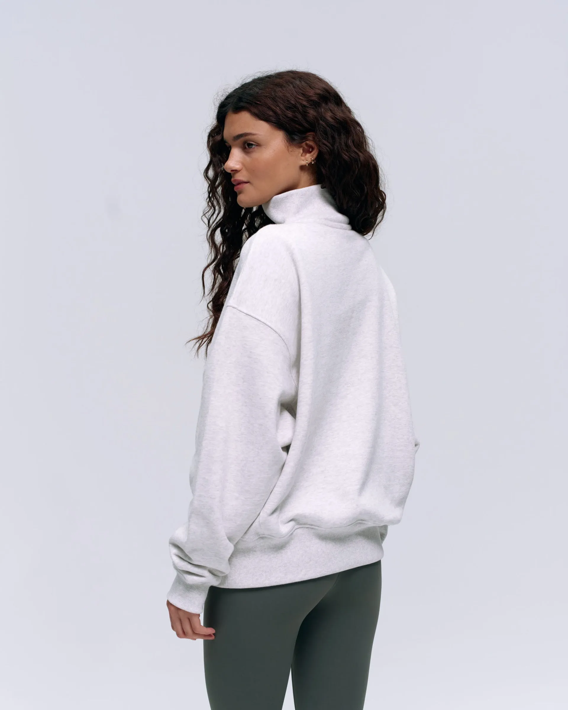 workout wear Urban Chic Relaxed Funnel Neck Zip Sweatshirt - Light Grey Melange