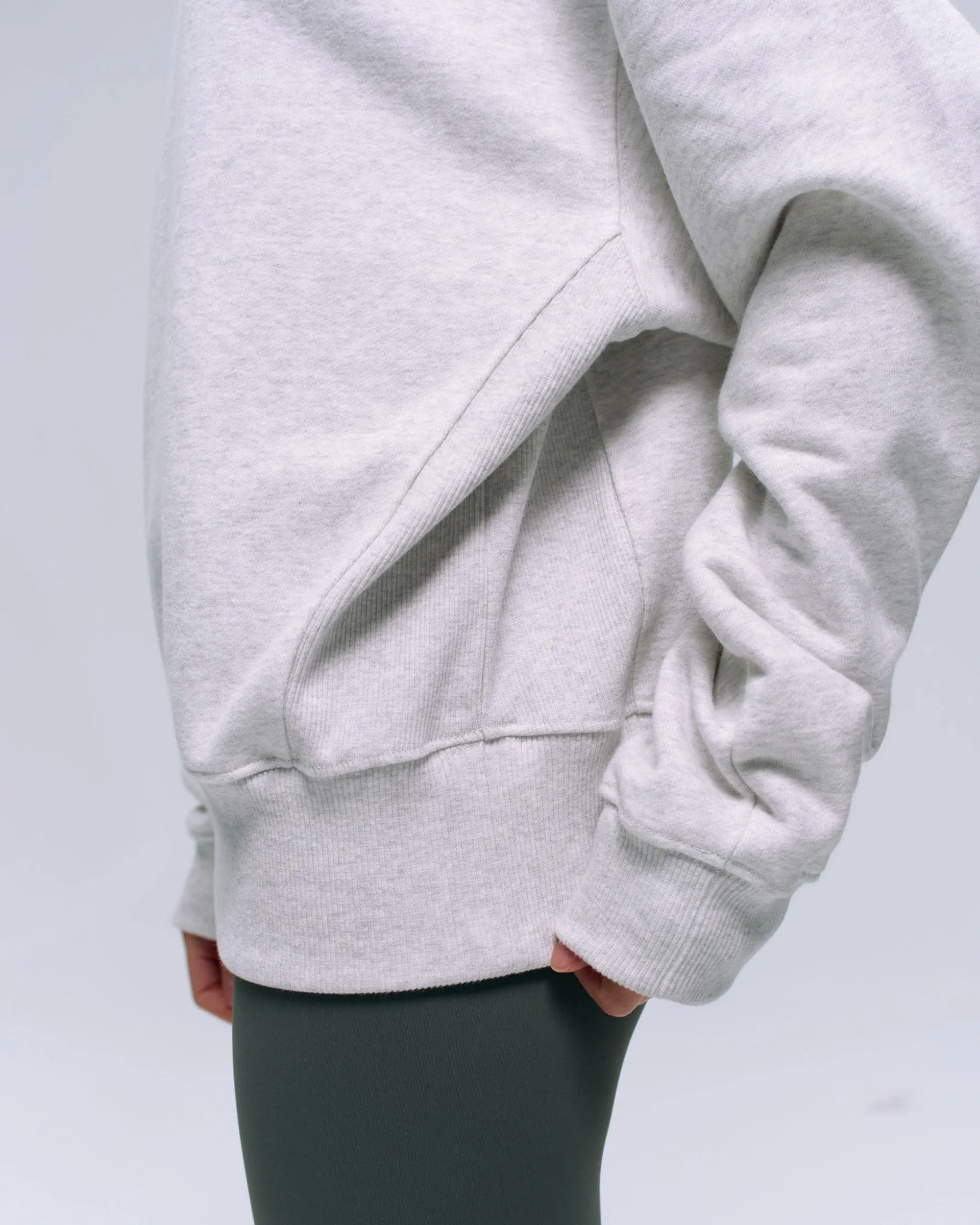 Relaxed Funnel Neck Zip Sweatshirt - Light Grey Melange Fashion Fit