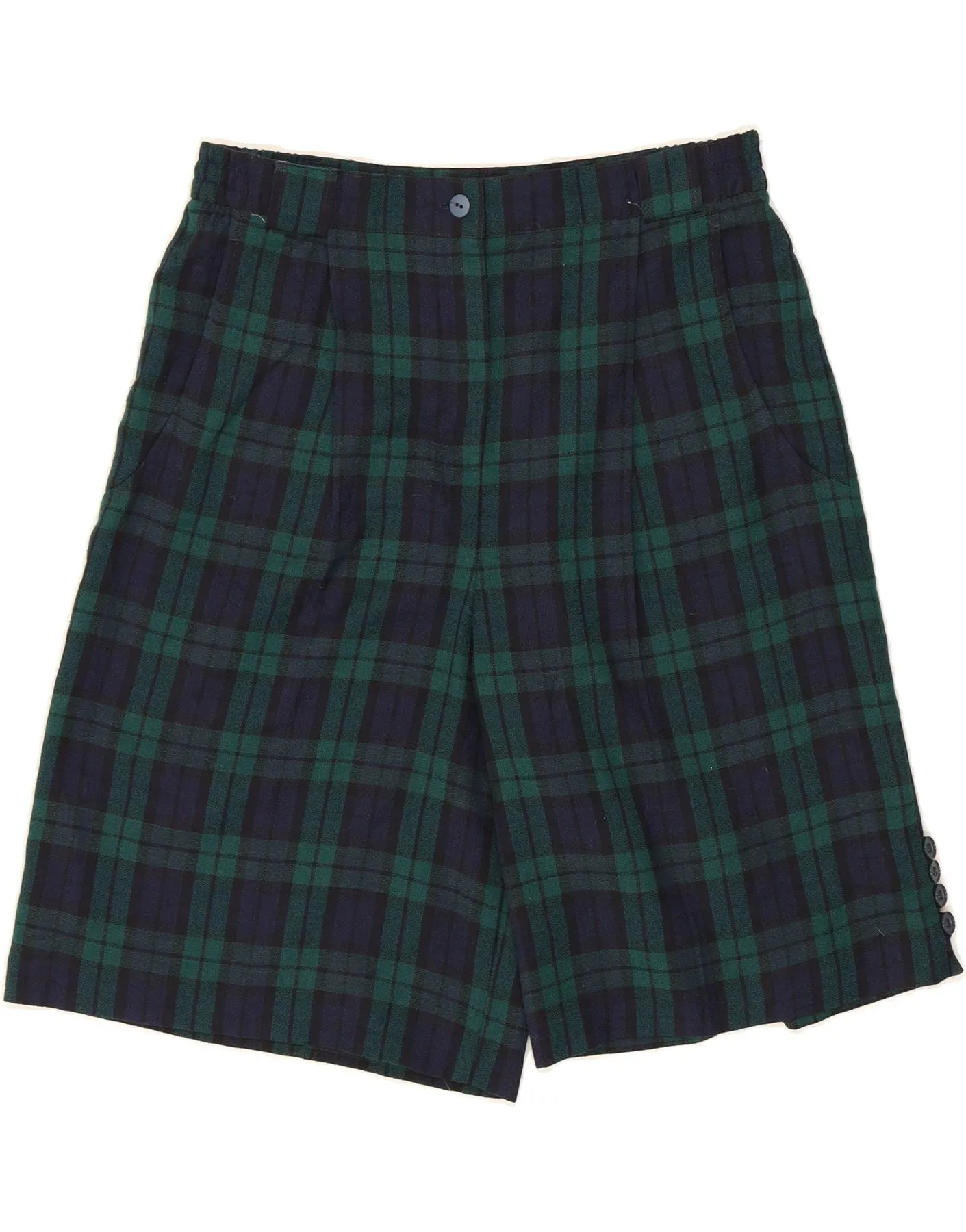 NEW FAST Womens High Waist Casual Shorts EU 44 XL W32  Green Check High Neck Holiday Gift