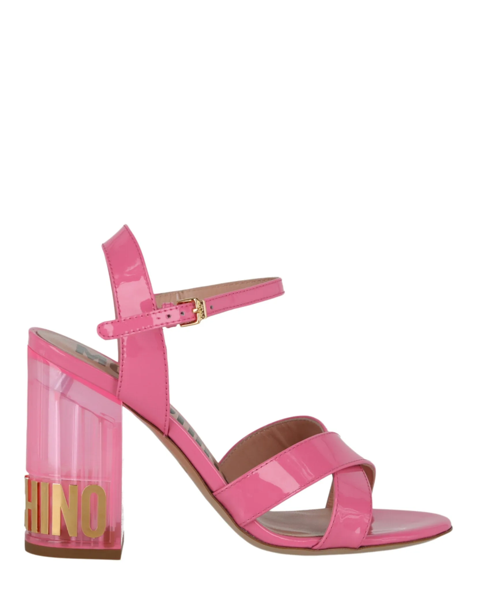 Patent Leather Logo Heel Sandals Trendy