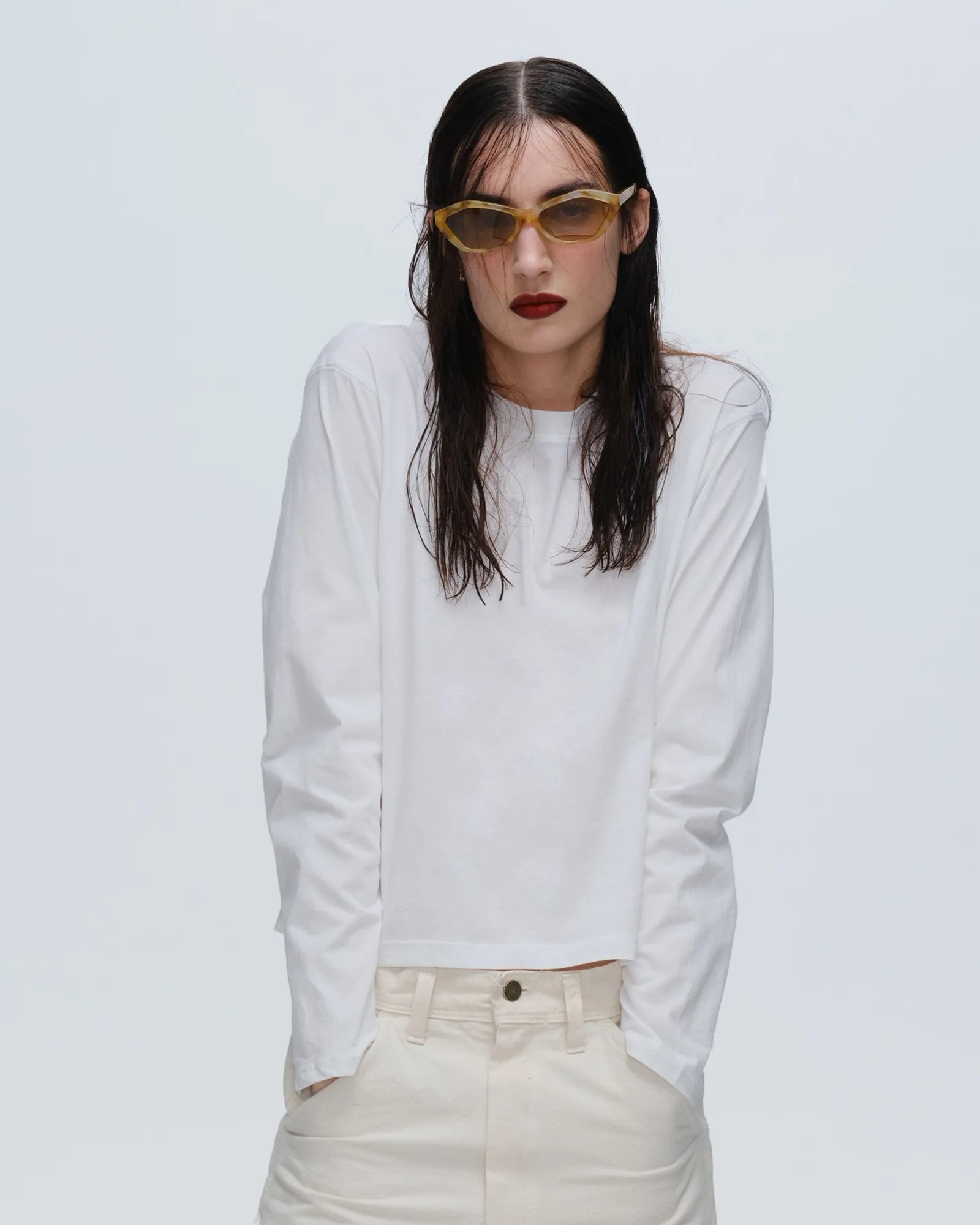 Classic Jersey Long Sleeve Boy Tee - White Perfect Layer Wear Summer cool