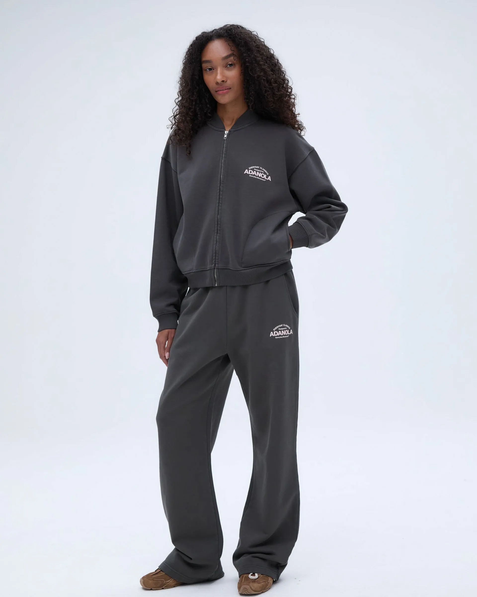 Classics Distressed Full Zip Sweatshirt - Charcoal Grey/Blush Pink Practical clothing