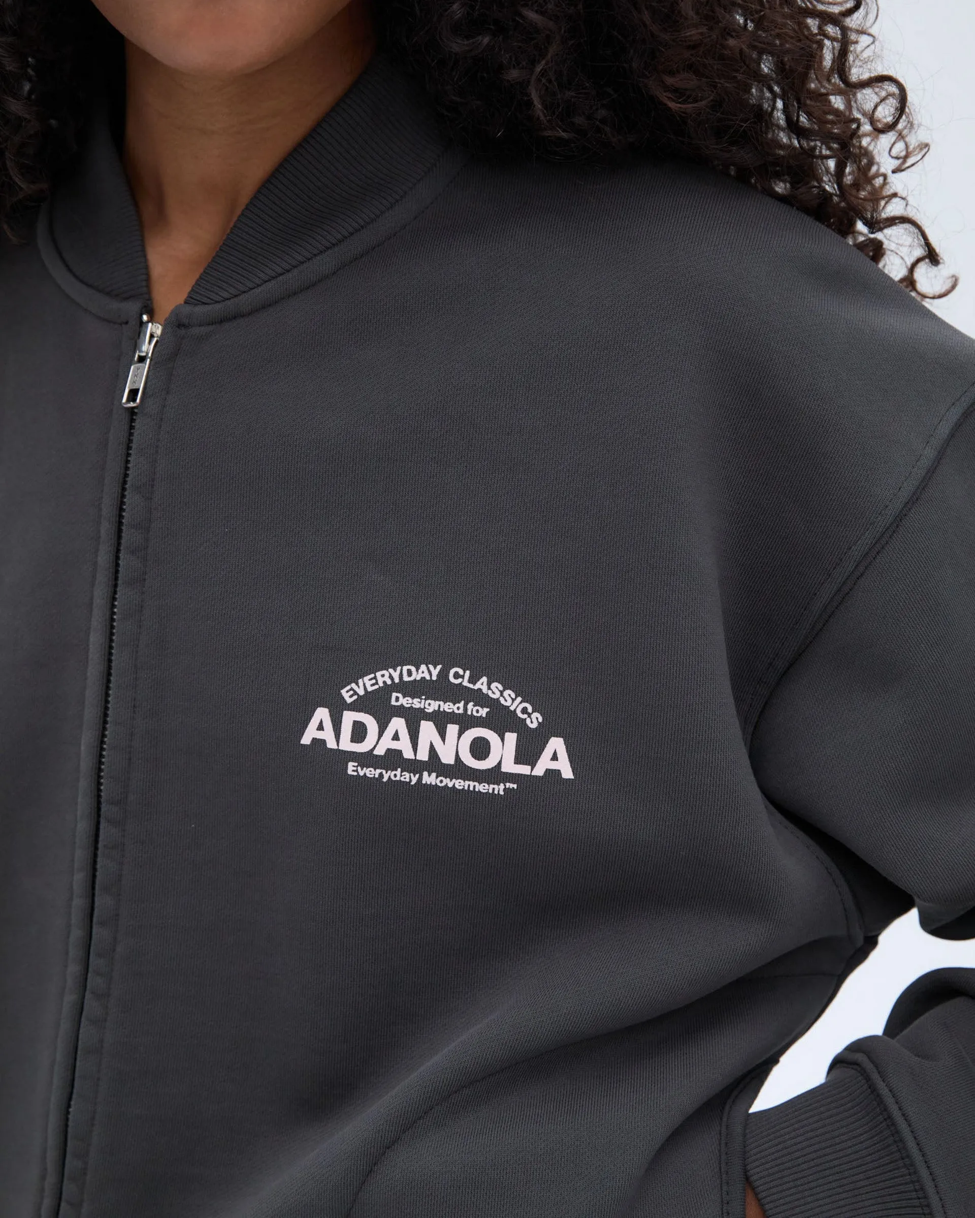 product birthday allure Fashion Layering Classics Distressed Full Zip Sweatshirt - Charcoal Grey/Blush Pink