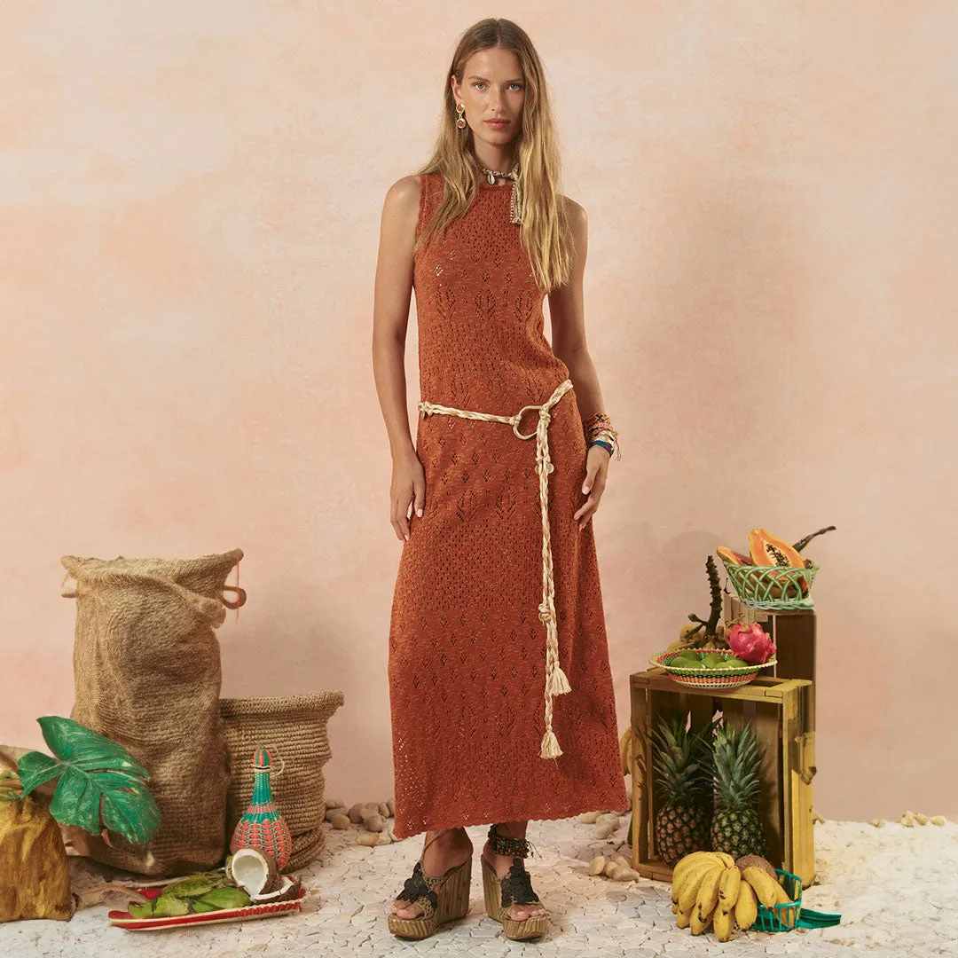 Rhodes Knit Maxi Dress Peach Tone