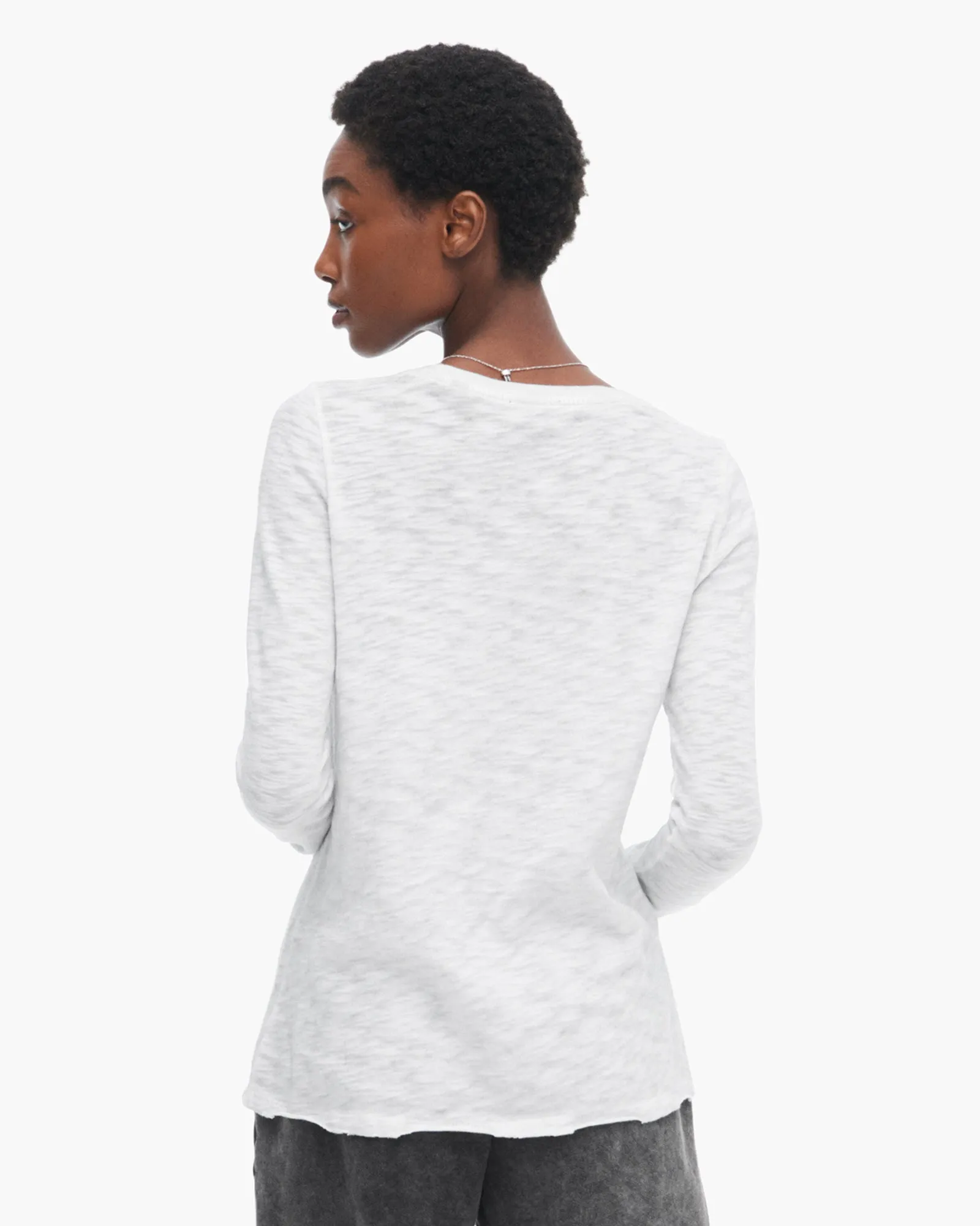 Sublime Wash Slub Jersey Long Sleeve Destroyed Crew - Silver Outdoor Outfit Style