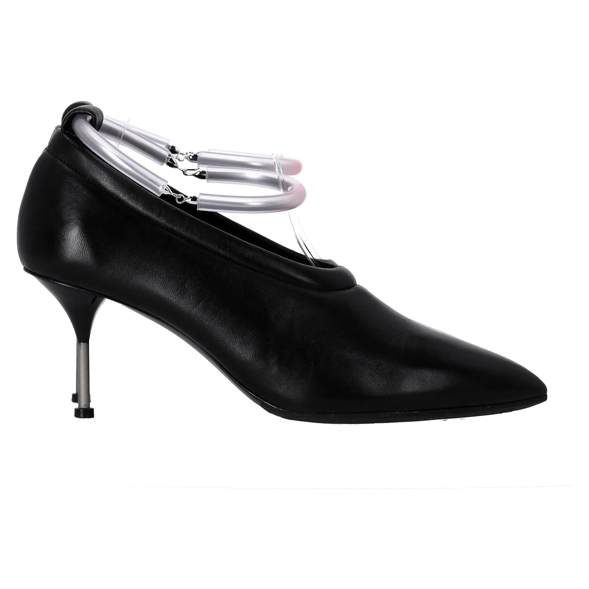 Jil Sander Ankle Strap Pumps in Black Leather Flawless Look