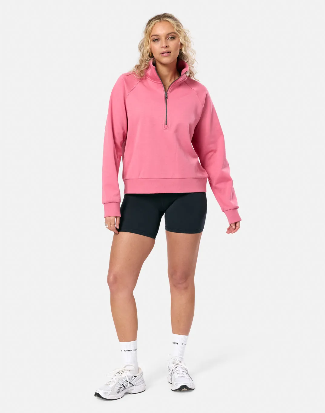 Relaxed Layer Clubhouse Quarter Zip in Blush