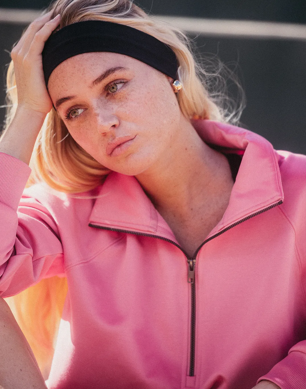 uncollared appropriate for sports Clubhouse Quarter Zip in Blush