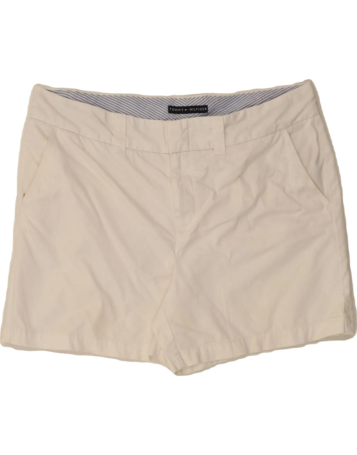 TOMMY HILFIGER Womens Chino Shorts US 16 2XL W40 White Cotton color block Work Appropriate