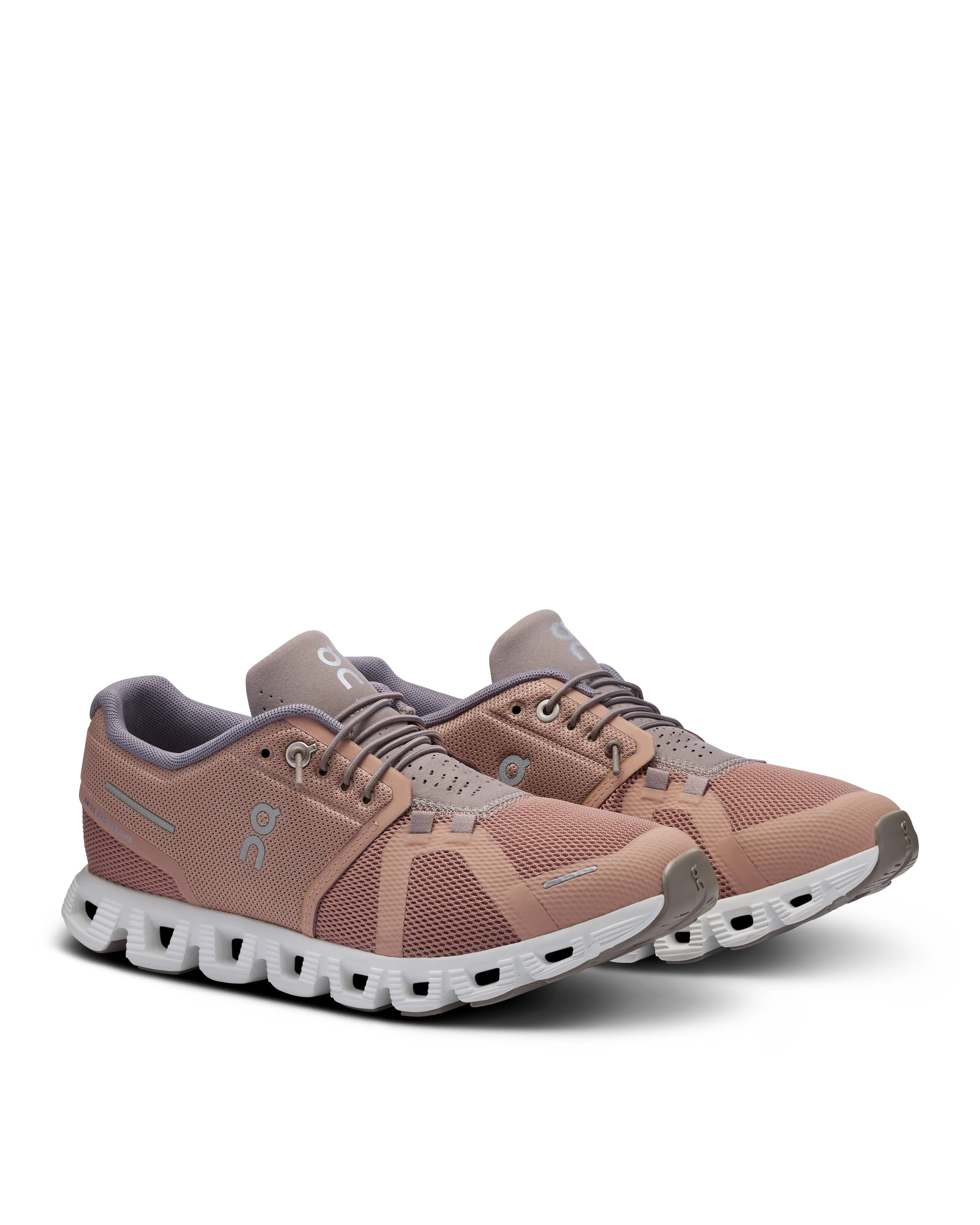 Women's On Cloud 5 Running Shoes - Rosebrown/Fog Desert Run Foam Lining Running Errands