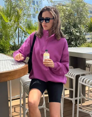 Snap Collar Sierra Sweatshirt in Crisp Pink Modern Fit Sporty Fashion