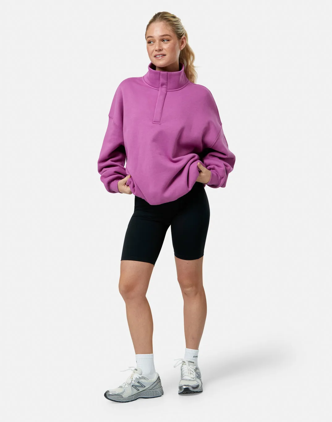 User Experience Snap Collar Sierra Sweatshirt in Crisp Pink