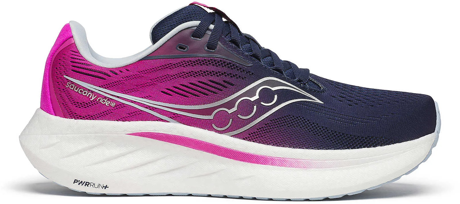 Saucony Ride 18 Womens Running Shoes - Blue Slip-on Durable Outsole Grooves