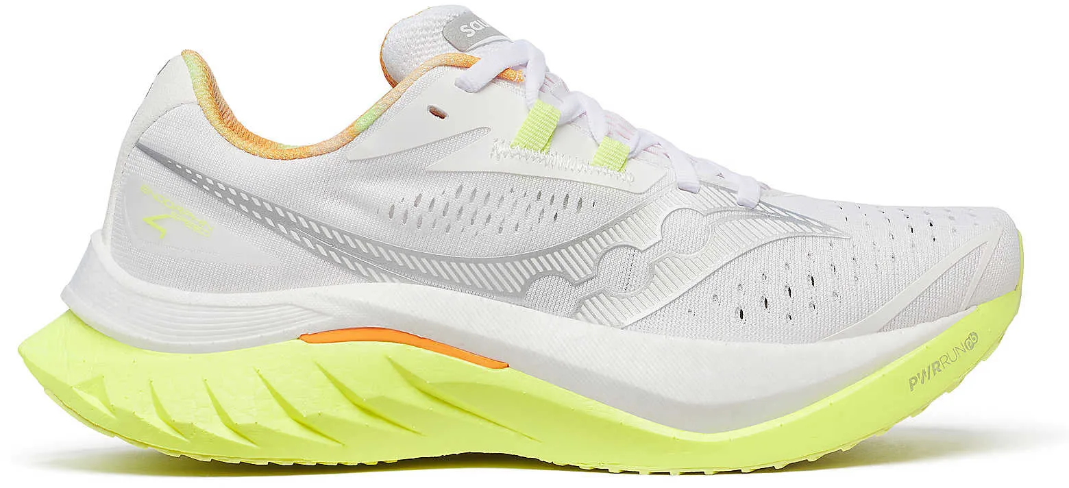 reinforced - heel - area - sturdiness shoes Incredible breathability Saucony Endorphin Speed 4 Womens Running Shoes - White