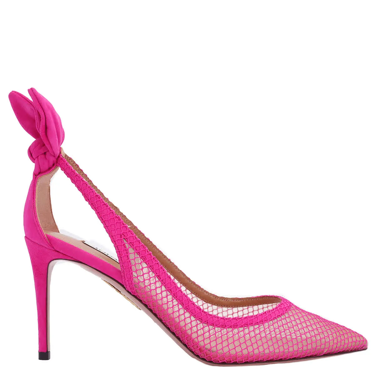 Aquazzura Bow Tie Pointed-Toe Mesh Pump Stretchable Fabric