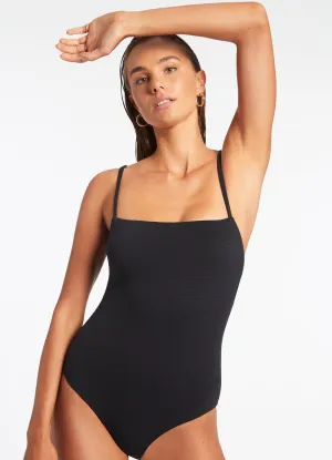 Seaside Fashion Durable Quality Isla Rib Minimal Tank One Piece - Black