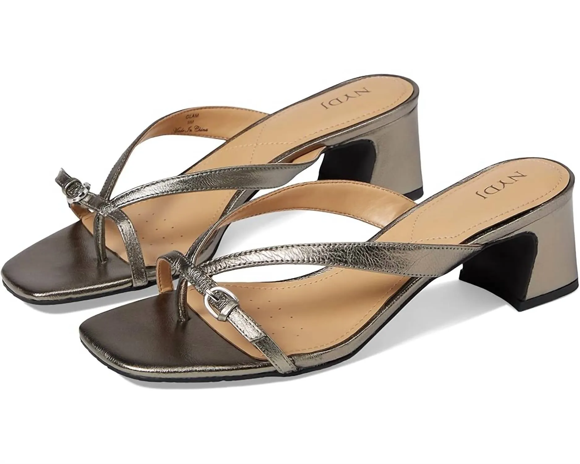 Women's Glam Heeled Sandals In Pewter Tumbled Metallic Fashion Mood Casual Heels