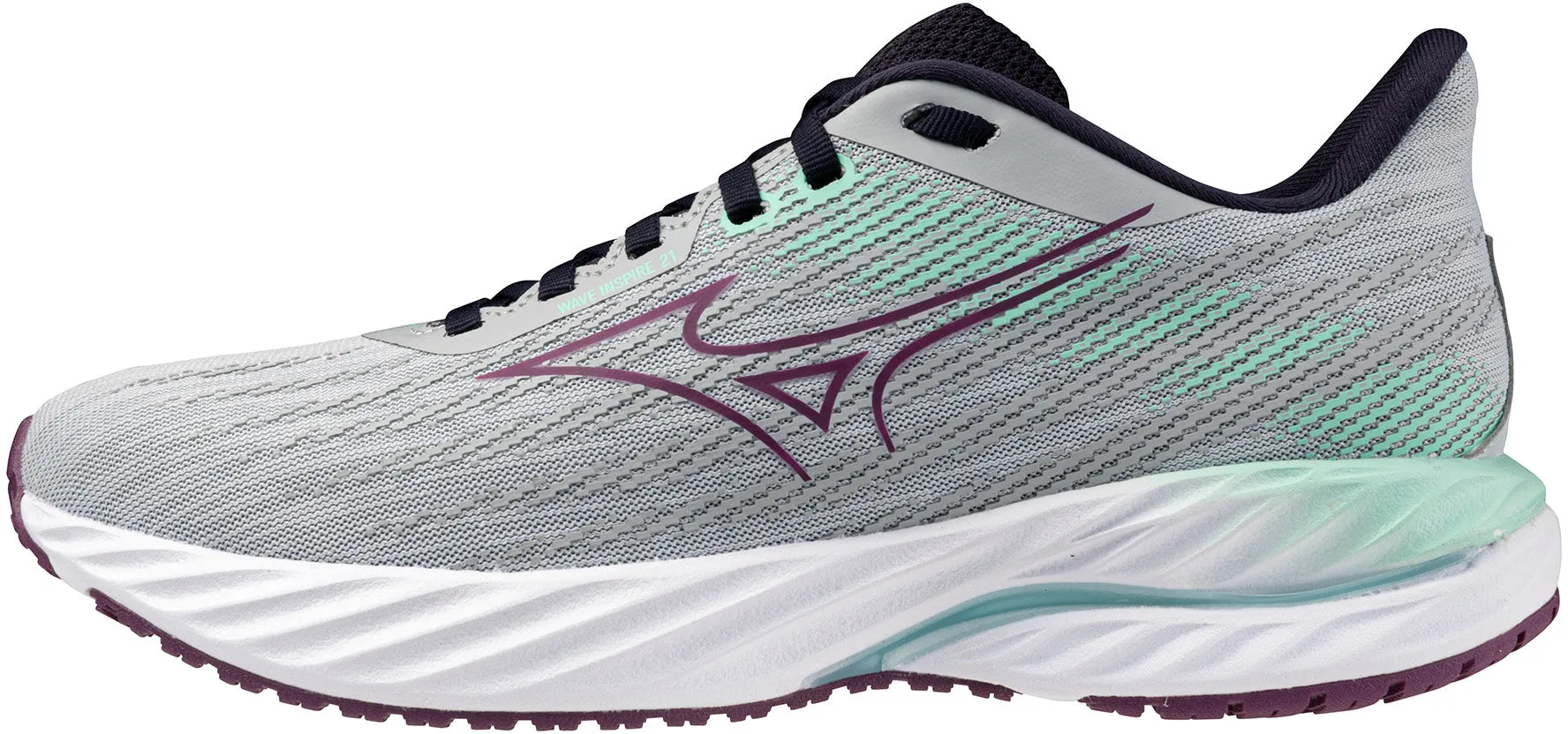 Mizuno Wave Inspire 21 Womens Running Shoes - Grey Ultra Breathable Liner Tuned Stability Rails