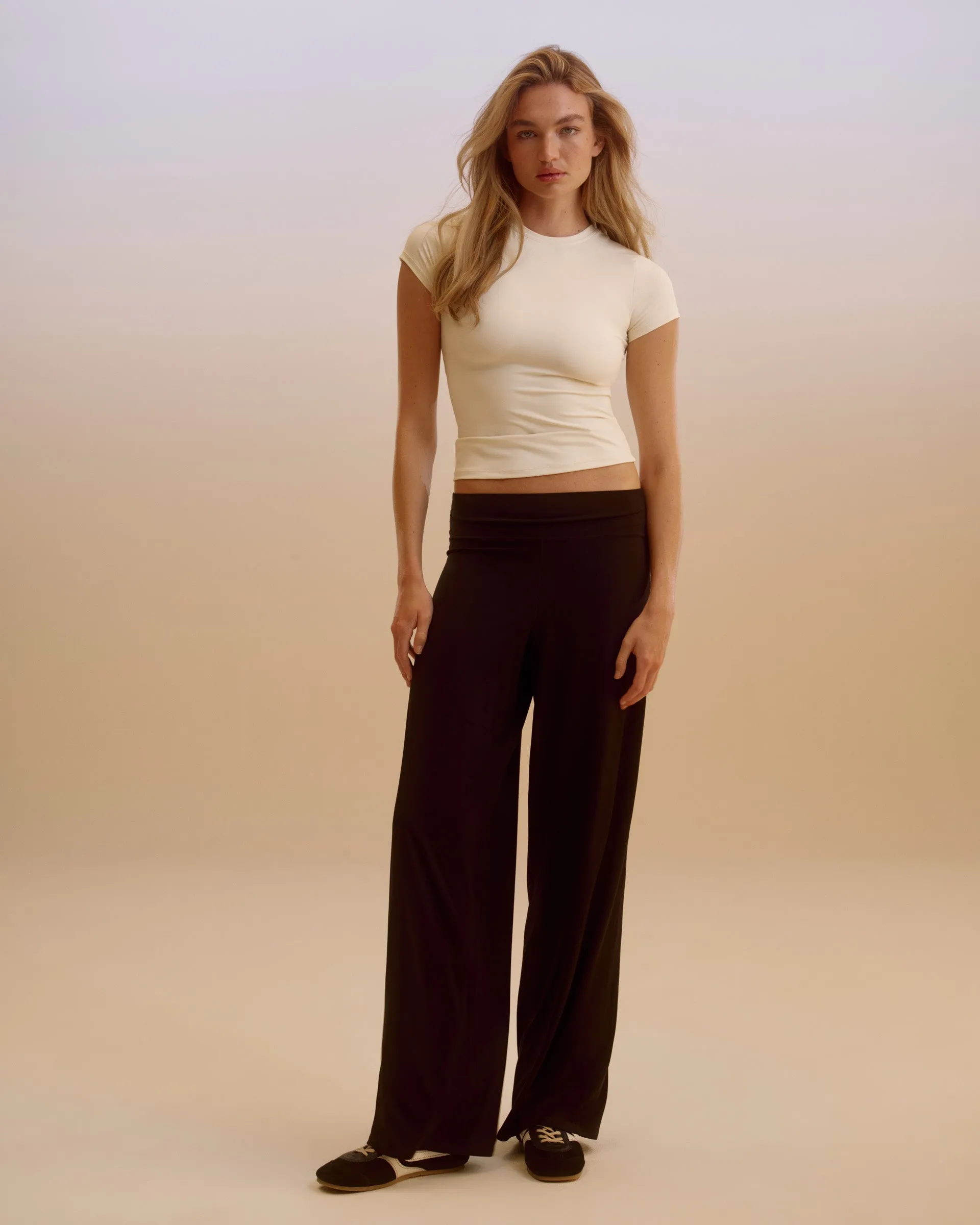 Reflective Trim Wide Leg Yoga Pant - Black