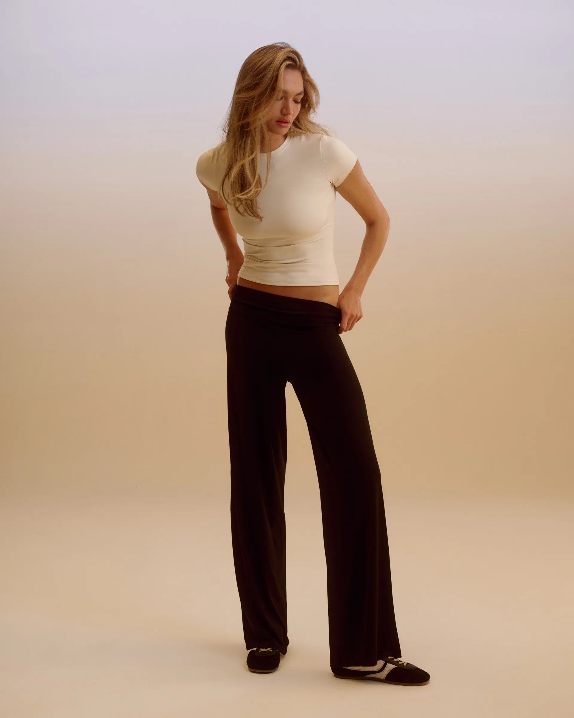 Wide Leg Yoga Pant - Black Professional Wear Versatile Layering