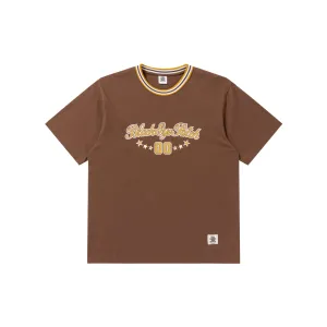 SPORTY SCRIPT LOGO TEE BROWN Anti Shrinkage Treatment Sleek Performance Fit