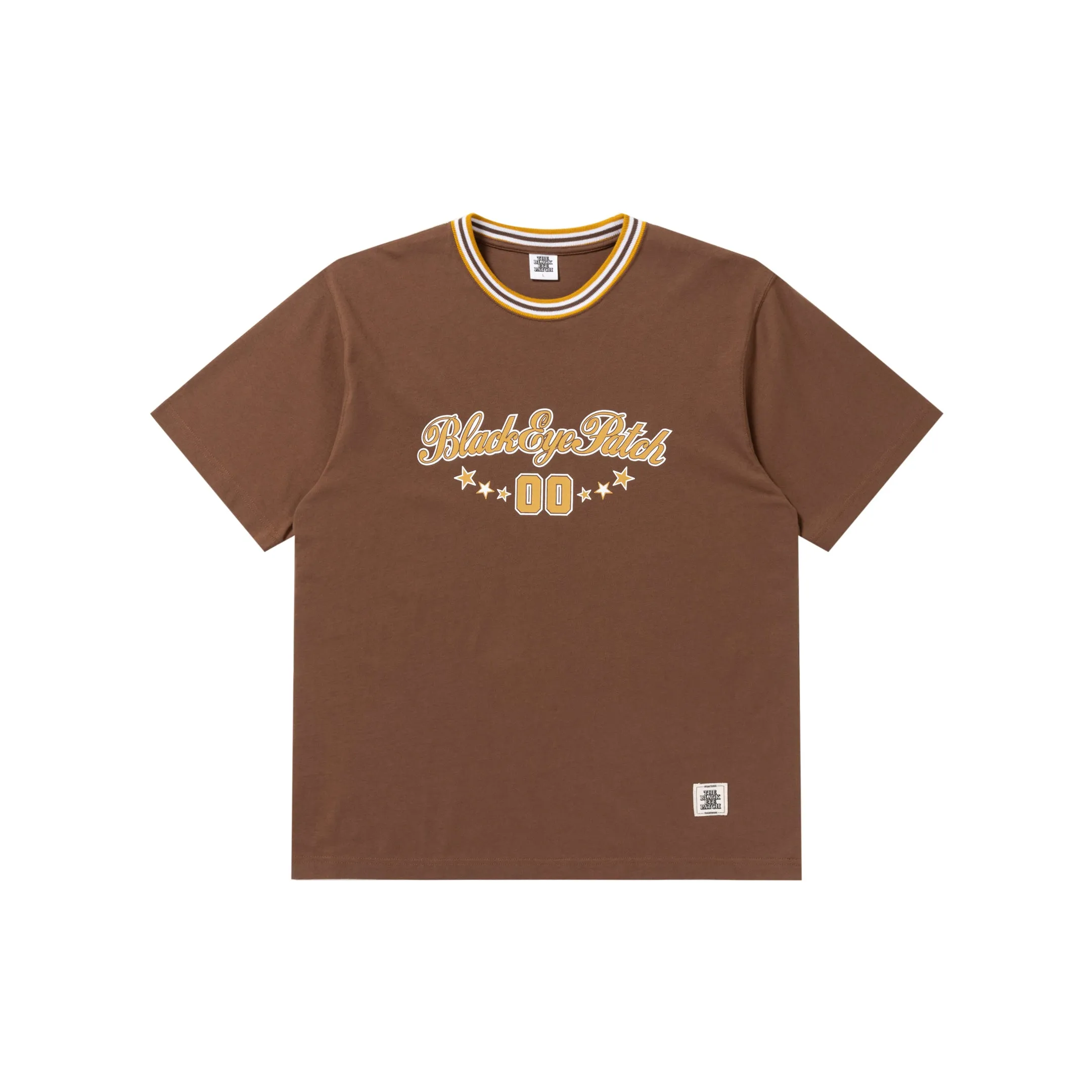 SPORTY SCRIPT LOGO TEE BROWN Anti Shrinkage Treatment Sleek Performance Fit