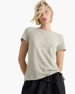 Slub Jersey Schoolboy Short Sleeve Crew Neck Tee - Abbey Stone Smooth Look