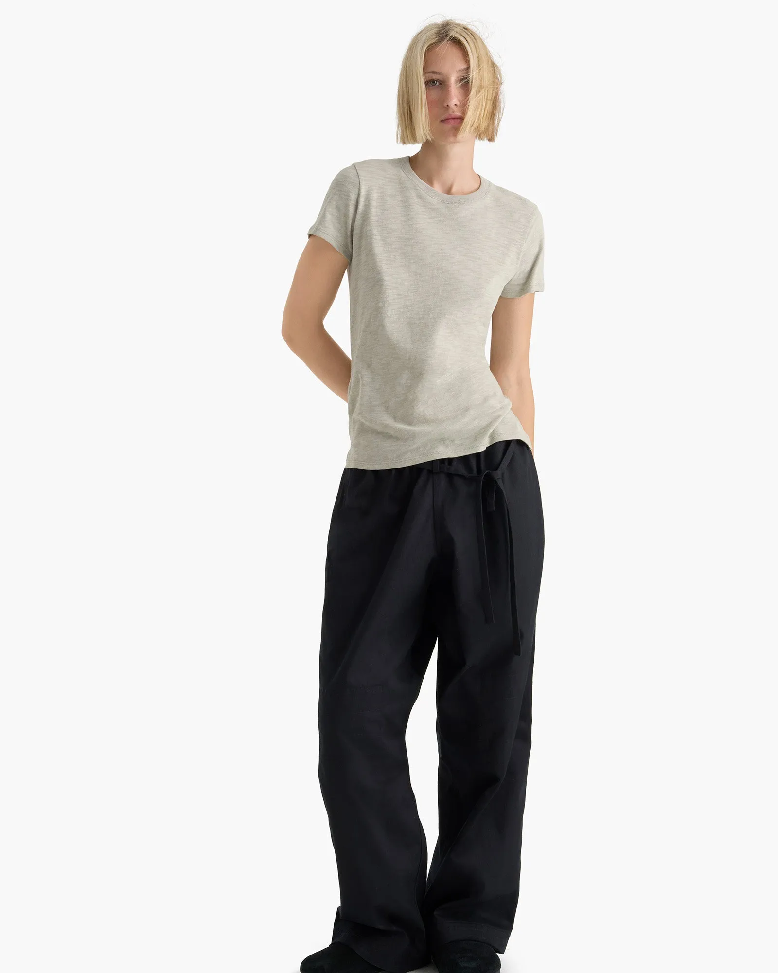 Daily Comfort Slub Jersey Schoolboy Short Sleeve Crew Neck Tee - Abbey Stone