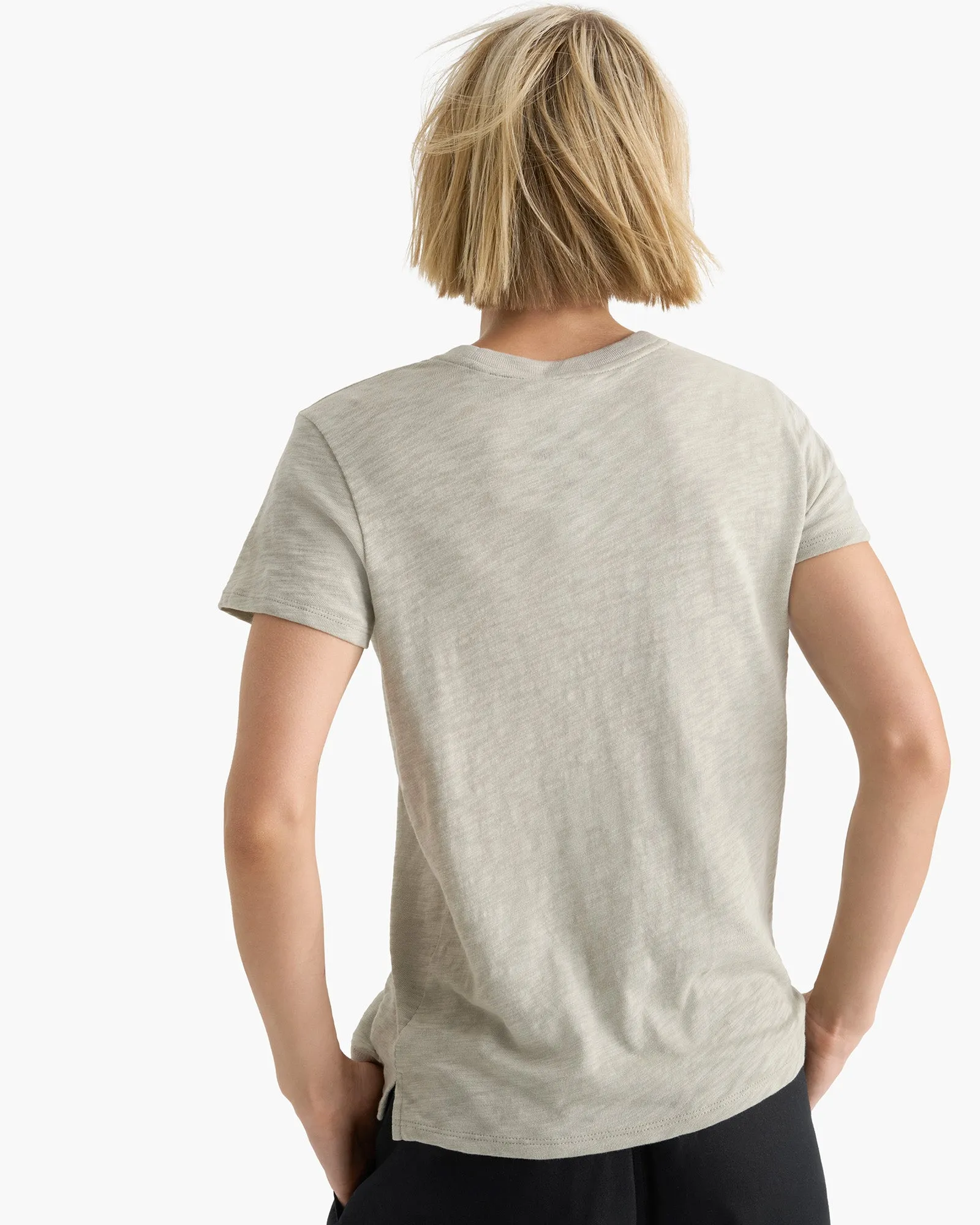 Slub Jersey Schoolboy Short Sleeve Crew Neck Tee - Abbey Stone Streetwear Sporty Stretch Fit