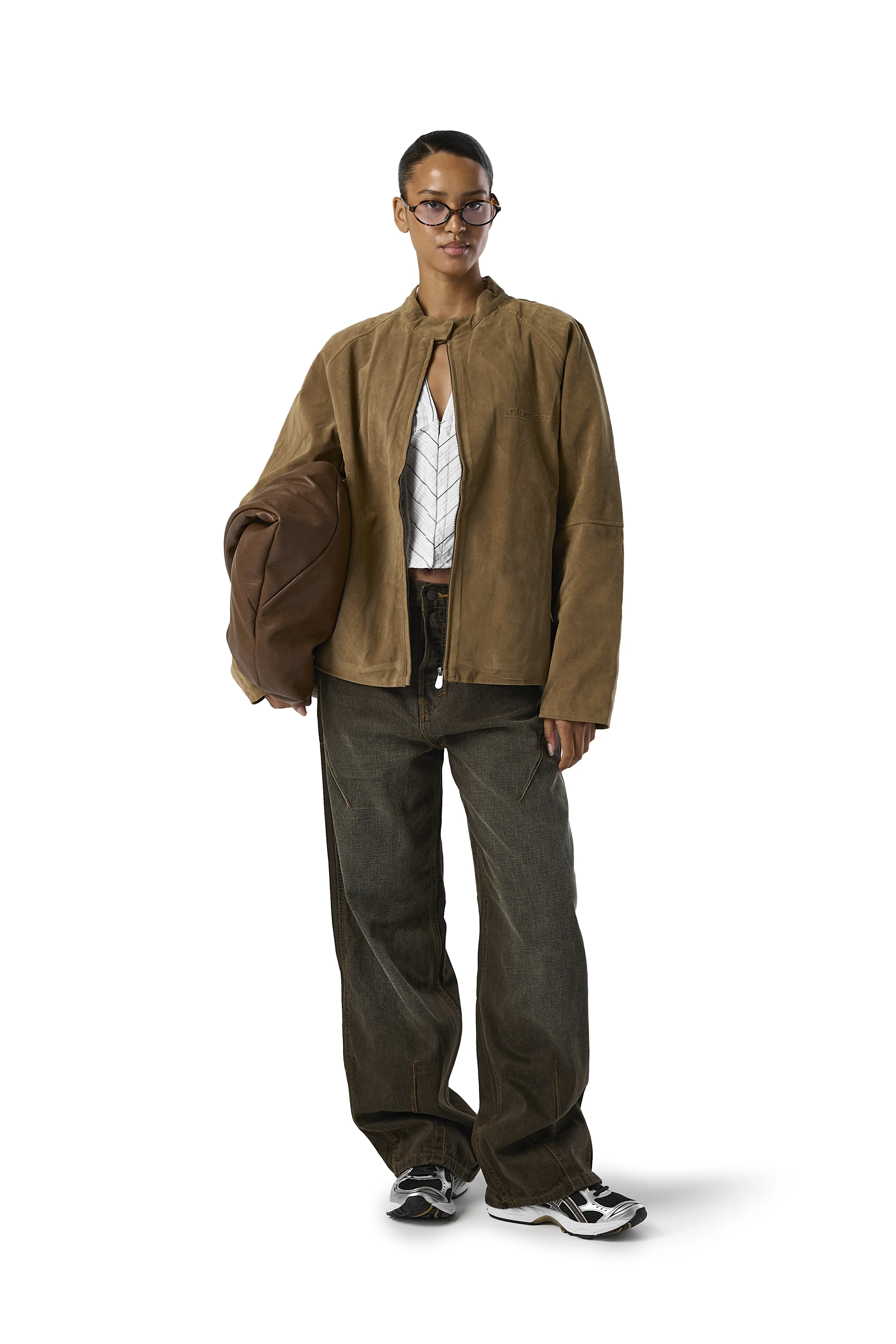 Lady Faux Suede Jacket Street Comfort Fit Hypoallergenic Fabric Blend