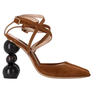 Jacquemus Wooded Heel Slingback Pumps in Brown Suede Classic Booties Creative Mood