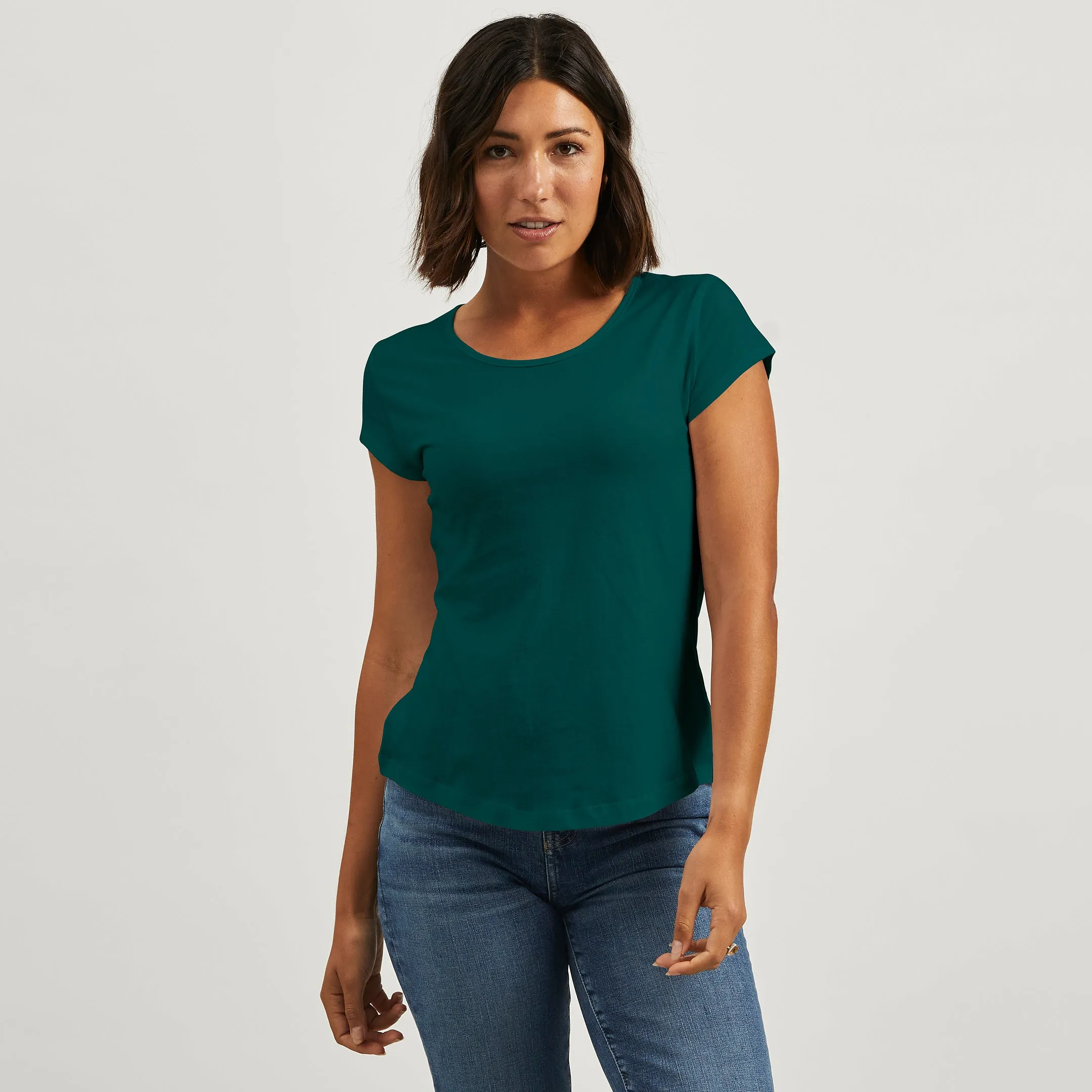 Cotton Cap Relaxed Crew Tee Sublimation Printed Collar Flexible Ribbed Cuffs