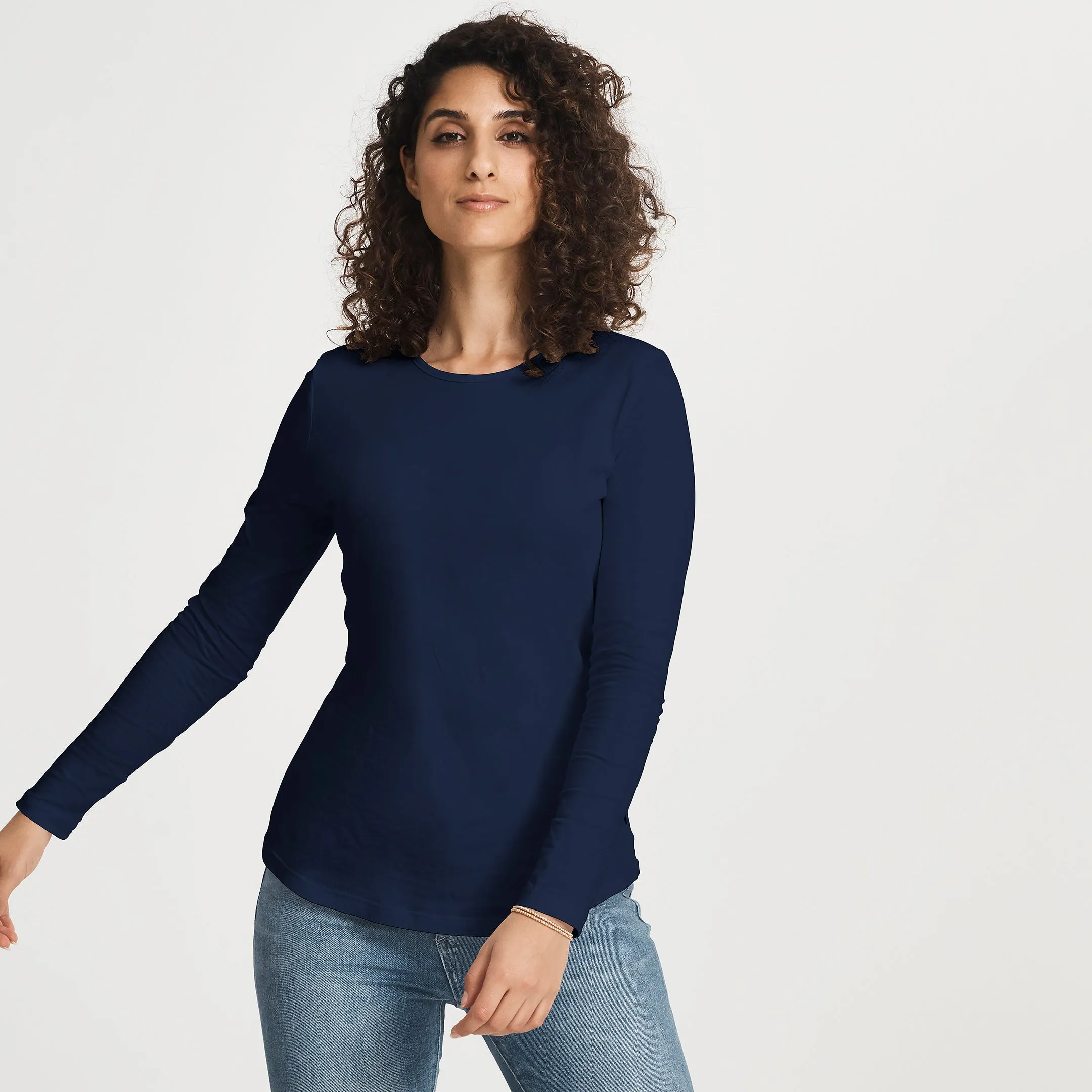 Cotton LS Crew Tee Moisture Control Fabric