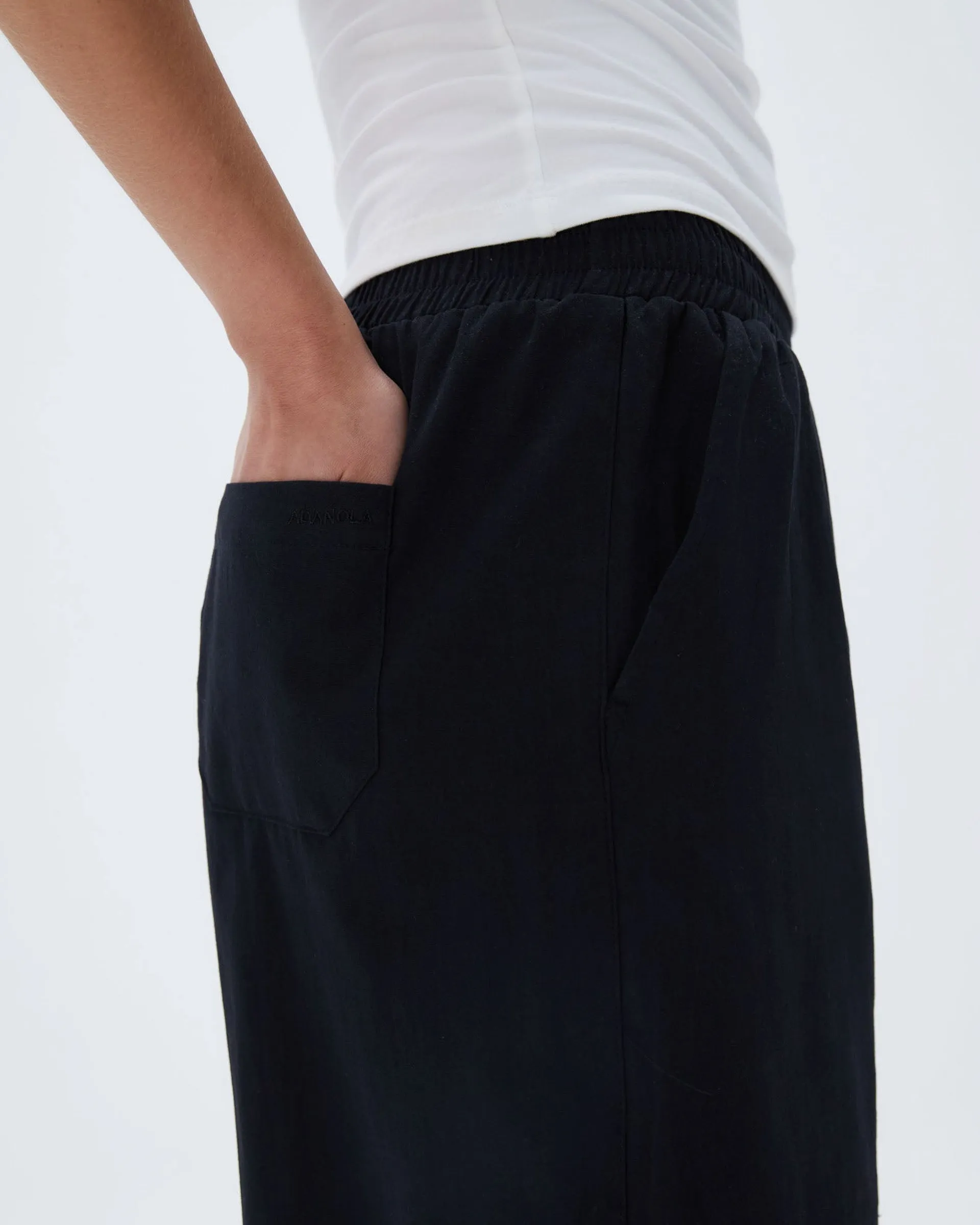 Cotton Pull on Pants - Black Breathable Stretch Wear