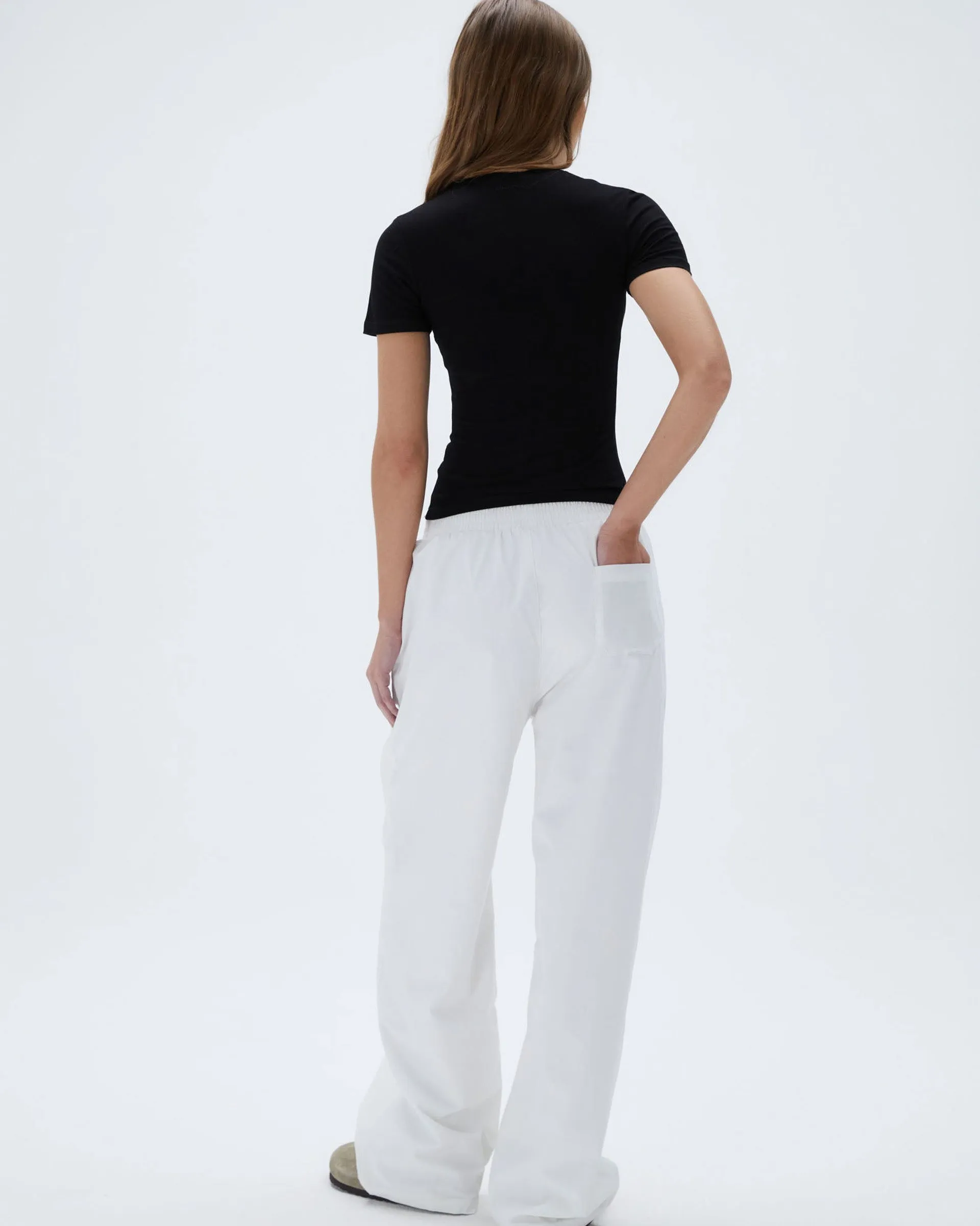 Air Circulation Cotton Pull on Pants - White