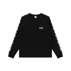 HWC EMBROIDERED RAGLAN L/S TEE BLACK Casual Statement TaglessCollar