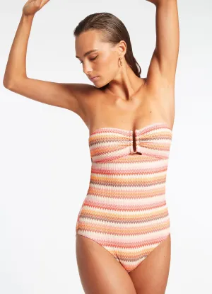 Capri Stripe Bandeau One Piece - Candy Mesh Lining