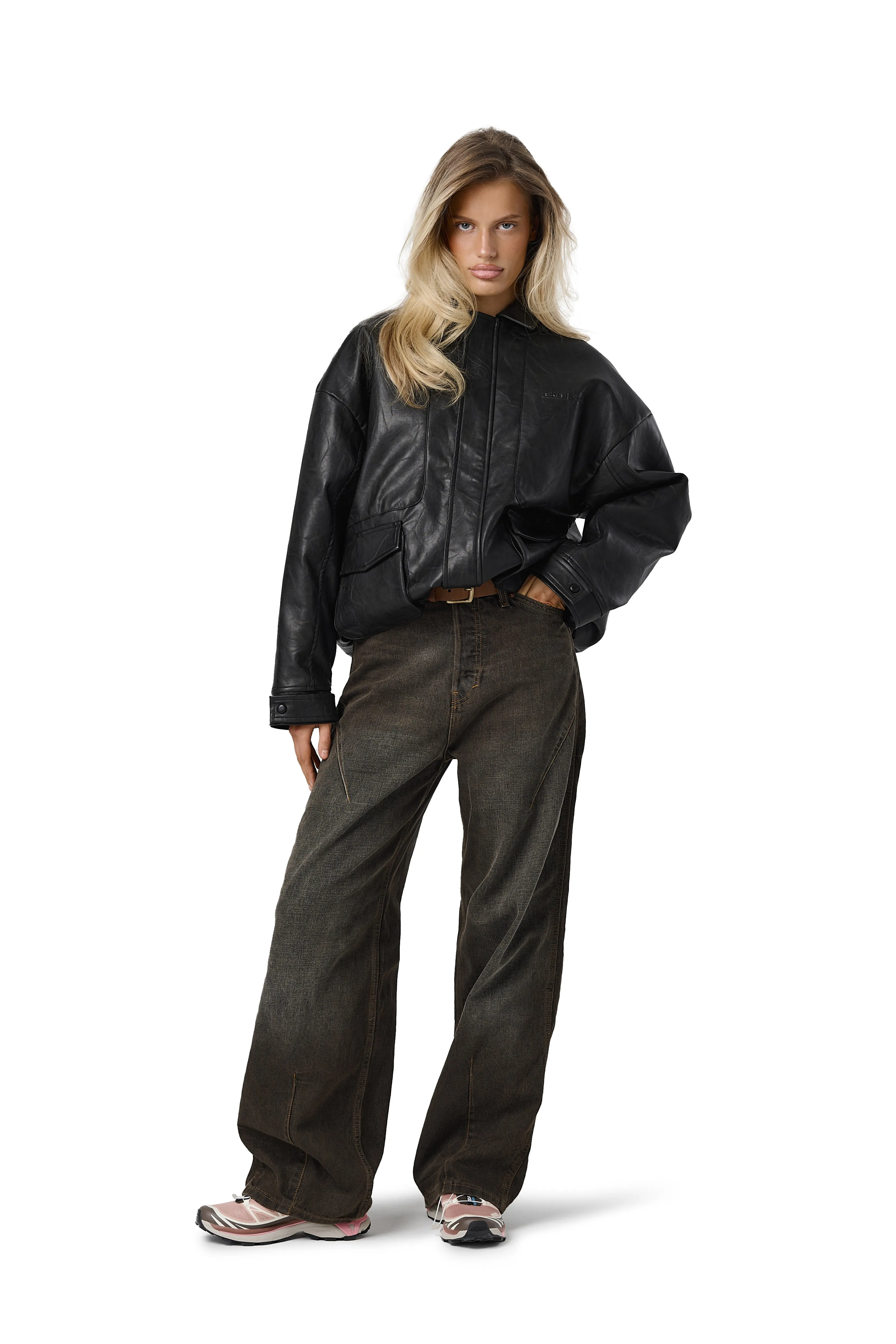 Non Bulky Insulation Tech Jargon Oversized Faux Leather Jacket