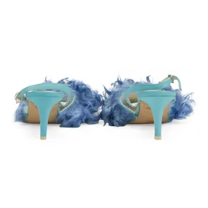 Powerful Mood platform sandals CURLY SHEARLING BLUE HEELS