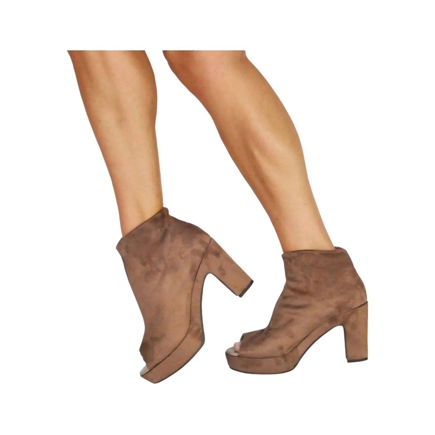 Comfy Pumps Women's Tyra Peep Toe Boots In Crosta Stretch Naturale