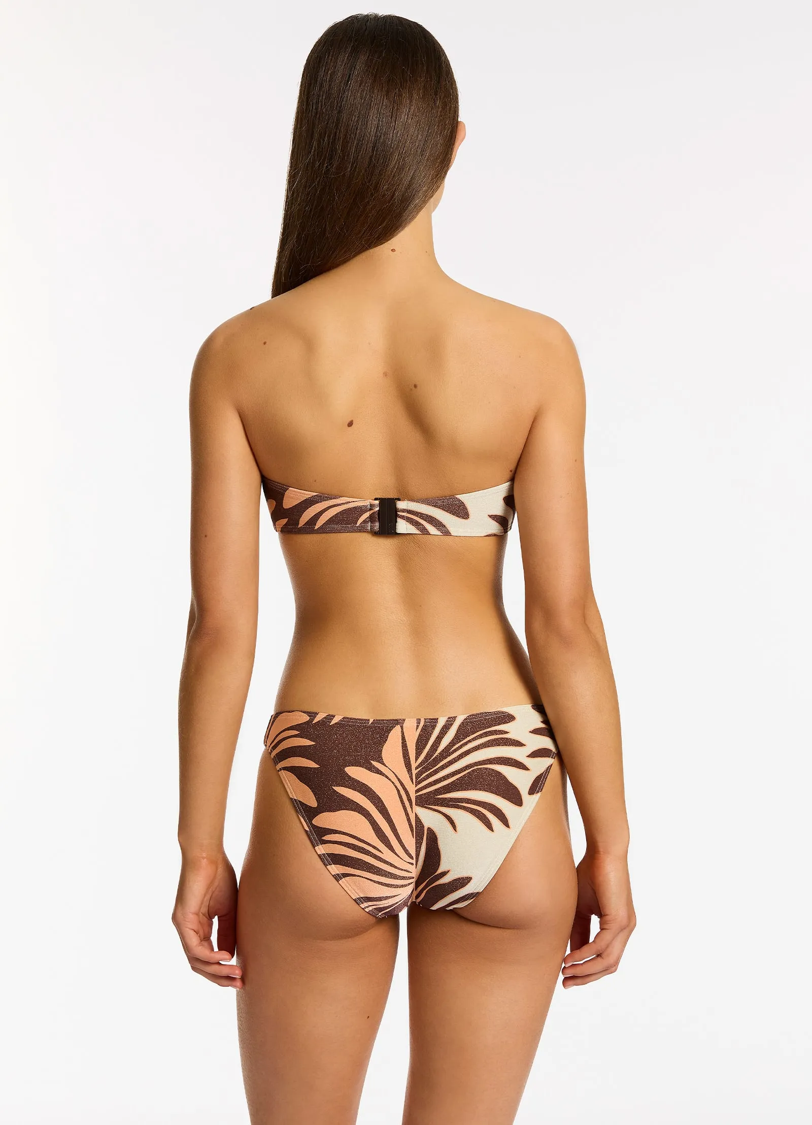 Dahlia Palm Hipster Bikini Bottom - Chocolate Smooth Skin Fabric Anti Fade Coating